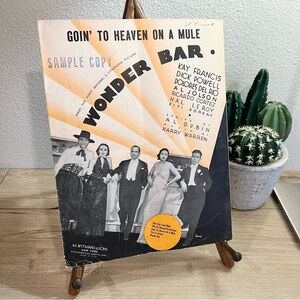 Vintage 1934 Wonder Bar Goin To Heaven On A Mule Sheet Music